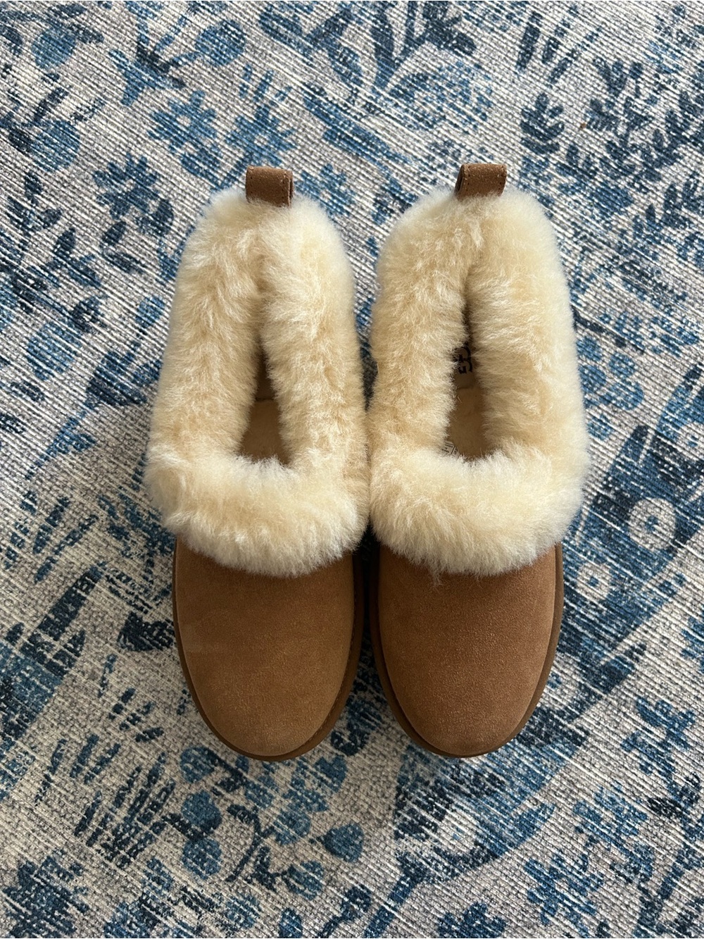 UGG Nita Platform Slippers Chestnut Suede Shearling Lined Women’s 7 1166733